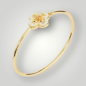 Tory Burch NEW Kira Clover hinge bracelet with mother of pearl